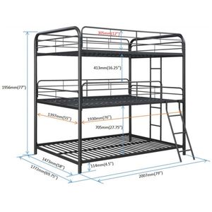 Black Triple Bunk Bed for Kids Full/Full/Full Size Furniture - Product Image 3