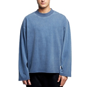 T-shirt surdimensionné à manches longues 300 GSM Heavyweight O-Neck Boxy Vente en gros Hommes 100% coton sérigraphié Logo avant - Product Image 4