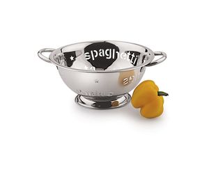 Modern Stainless Steel Foldable Colander World-Design Deep Dishwasher Safe Eco-Friendly Word-Cut <b>Drain</b> Holes Convenient Pasta - Product Image 2