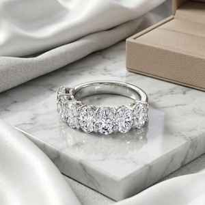 3.50CTW Oval Cut Prong Set Half Eternity Ring - Product Image 3
