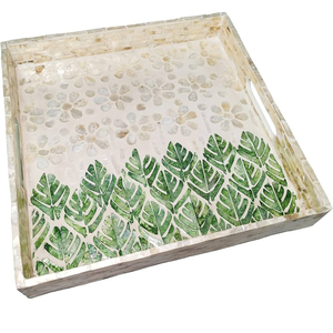 Plateau de service rond en rotin tressé avec incrustation de nacre faite à la main, plateau décoratif pour table basse, cadeau unique pour la décoration de la maison - Product Image 6