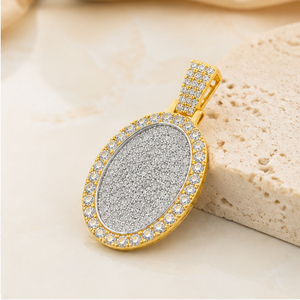 925 Silver <b>Gold</b> Plated Custom Fine Necklace Charms Lab Grown Diamond Bling Pillow Oval Geometric Shape Trendy Children's <b>Pendant</b> - Product Image 5