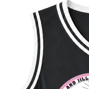 เสื้อบาสเก็ตบอลปักลาย Charcoal Black Jack & Jill Crest แบบไม่มีแขน คอวี แต่งขอบสีขาว สำหรับผู้หญิง - Product Image 5
