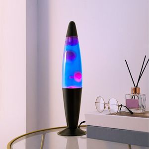 <b>Galaxy</b> LED Motion Volcano Desk <b>Lamp</b> Purple Wax Blue Liquid Black Metal Base 16 Inch - Product Image 4