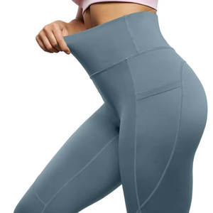 High Quality Custom-Made Women's Gym <b>Leggings</b> Elastic Waist Spandex/Nylon Yoga Pants Solid <b>Pattern</b> - Product Image 3