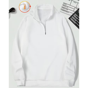 เสื้อสเวตเชิ้ตผู้ชายแบบซิป ¼  ทรงโอเวอร์ไซส์ ผ้าฝ้าย สไตล์สตรีทแวร์  สำหรับฤดูหนาว ลำลอง แฟชั่นอเมริกัน - Product Image 4