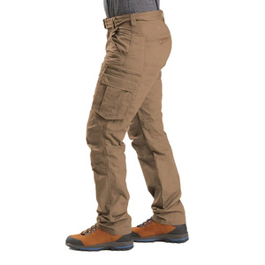 DAIZEN STAR INTERNATIONAL Men's Brown Cargo Pants High Waist Multiple Pockets Workwear Style Canvas Polyester Breathable - Product Image 2