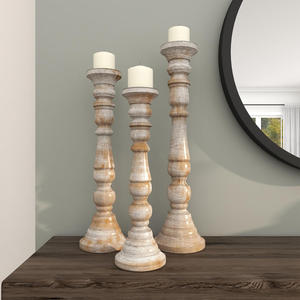 Natural Mango Wood <b>Candle</b> Holder Set of 3 Hot Sale Extra Large Turned Style Wooden Candlestick Stand for Decor at Factory Price - Product Image 5