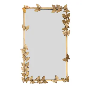 Butterfly Pattern Brass Wall <b>Mirror</b> <b>Rectangle</b> Bohemian Style Home Decor Living Room Wall Hanging Single-piece Package - Product Image 1