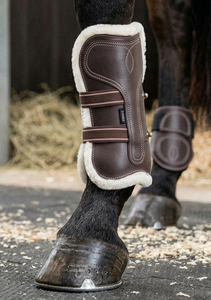 HM GLOBAL Equestrian Elite – Ensemble de protège-tendons et de protège-chevilles en cuir véritable pour chevaux, design personnalisable, protection des jambes, sangle élastique - Product Image 3