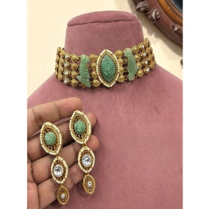 Stylish High Quality Brass Gold Plated Moissanite Classic Necklace Earrings Set Anniversary Wedding Engagement Party Gift Wear - Product Image 1