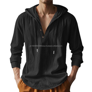 Men's Hoodie <b>Long</b> <b>Sleeve</b> Button <b>Shirt</b> Casual <b>Hawaiian</b> Beach Yoga Sweatshirt - Product Image 1