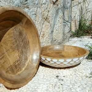 Tazón para Servir de Madera Maciza Premium, Tazón para Ensaladas Hecho a Mano para Frutas, Bocadillos, Pasta, Vajilla para Cocina, Comedor, Restaurante y Hotel - Product Image 1