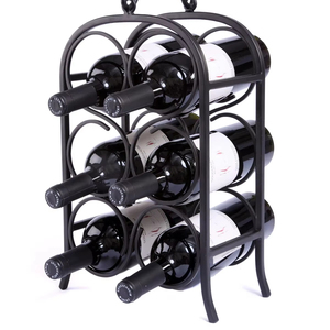 Elegante Botellero de Vino Cuadrado de Metal Negro Clásico para 6 Botellas, con Ruedas, Capacidad de 3L - Product Image 1