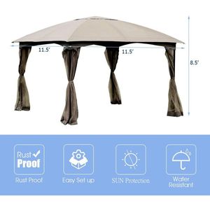 Gazebo da Esterno Completamente Chiuso 3,5 x 3,5 Metri con Tettoia e Pergola a 4 Pareti Rimovibili - Product Image 4
