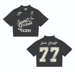 Nueva Llegada 2026: Camiseta de Fútbol para Hombre, Corte Holgado, Hombros Caídos, Cuello en V, Estampado, OEM, Streetwear, Logotipo Personalizado - Product Image 3