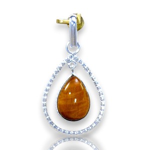 Pendentifs en pierre œil de tigre, argent sterling 925 pur, faits à la main, forme poire, bijoux fins en argent pour femmes. - Product Image 1