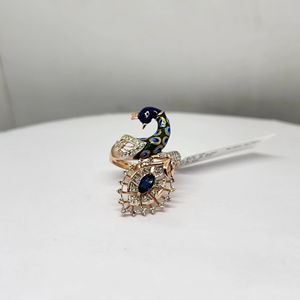 แหวนเพชรแท้ 9K ดีไซน์ทันสมัย สำหรับสุภาพสตรี ความบริสุทธิ์ SI สี H เพชร 0.58 กะรัต ประดับด้วยพลอยสี 0.26 กะรัต ชุบโรเดียม รับรองโดย IGI - Product Image 1