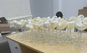 Ornements décoratifs en verre de coquille de thème nautique avec la base en laiton pour la conception côtière de café de station de vacances de boutique - Product Image 2