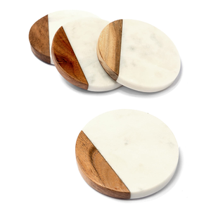 Sous-verres en marbre naturel au design moderne, écologiques, durables, lavables, accessoires de table en pierre - Product Image 6