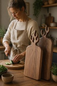 Handmade Walnut Cutting Board <b>Set</b>, Rustic Wooden Serving Board, Artisan <b>Cheese</b> Board, Modern Kitchen Decor, Charcuterie Board Gi - Product Image 2