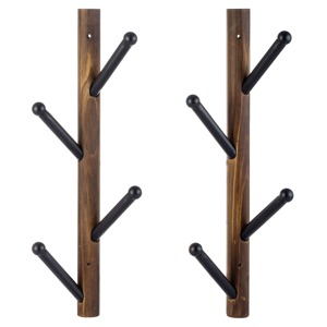 Perchero de pared de madera con 4 ganchos, estilo rústico, instalación con taladro, para ropa, diseño que ahorra espacio - Product Image 5