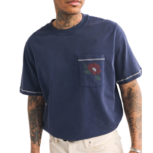 2026 Custom Embroidered <b>Pocket</b> <b>T</b> <b>Shirt</b> Men Premium Cotton Crew Neck Vintage Streetwear Tee Custom Logo - Product Image 1