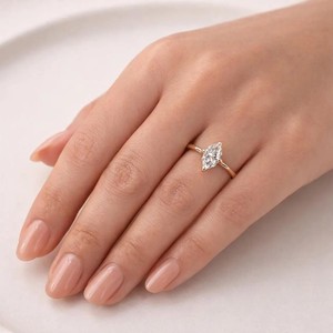 Bague de fiançailles en or massif 10K 14K 18K avec diamant de laboratoire de forme marquise néerlandaise, couleur DEF, clarté VS VVS, certifiée IGI, style cluster - Product Image 6