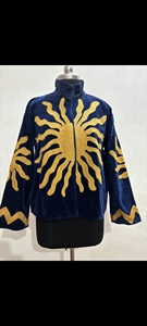 Veste en velours Suzani brodée, col montant, écologique, manches longues - Product Image 4