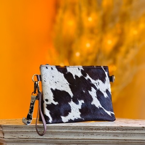 2026 New Arrival Western Style 100% Genuine <b>Leather</b> Sling Evening Bag Animal Printed Sling <b>Pouch</b> Hand <b>Tooled</b> Hair Fur Sling Bags - Product Image 2
