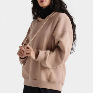 High Quality <b>Fleece</b> Cotton <b>Oversized</b> Streetwear Women Hoodies Custom Plain Drop-shoulder Pullover <b>Hoodie</b> For Women - Product Image 2