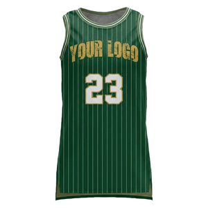 Camiseta de Baloncesto Personalizada con Rayas Verdes, Unisex, Sin Mangas, Impresión Sublimada, Transpirable, 100% Poliéster, Talla Adulto - Product Image 1