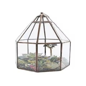 กระถางต้นไม้แก้วทรงเรขาคณิตตกแต่งบ้านสไตล์โมเดิร์นพร้อมกรอบโลหะสำหรับจัดแสดงต้นไม้ในร่ม - Product Image 6