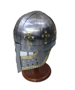 Casco Vikingo Cruzado Hecho a Mano en Acero Suave con Detalles en Latón, Armadura Medieval de Caballero, para Feria Renacentista - Product Image 3