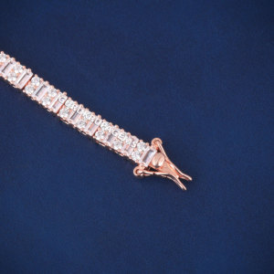 4 MM Unique Rose gold unisex Tennis <b>bracelet</b> emerald diamonds 925 sterling <b>silver</b> moissanite diamonds premium look available - Product Image 4