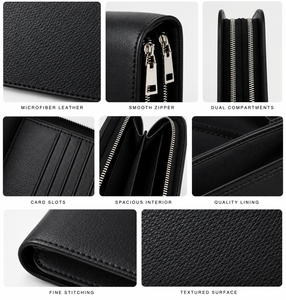 Unisex High Quality PU Microfiber Leather Luxury Long <b>Zip</b> Around Clutch <b>Wallet</b> with Large Capacity - Product Image 4