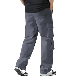 Pantalones Cargo rectos personalizados de mezcla de algodón con cremallera regular y Frente plano, tela de sarga vaquera, Chándales chinos para hombre, proveedor de pantalones - Product Image 5