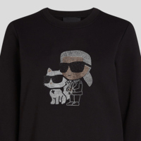 Sweat-shirt décontracté pour femme, doublé, col rond, respirant, 100 % coton, avec strass sur le devant