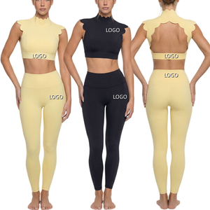 Custom LOGO Solid <b>Women's</b> Elastic Waist Backless <b>Vest</b> Yoga Set Slim Fit Comfortable Breathable Outdoor Fitness Training Workout - Product Image 6