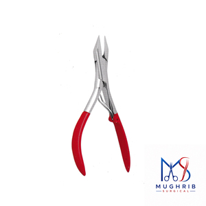Pince à ongles incarnés ergonomique avec poignées articulées, ressort unique, revêtement en poudre rouge partiel, acier inoxydable durable, mâchoires larges - Product Image 1
