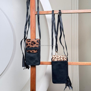 Bolso bandolera de cuero genuino a la moda para mujer, Mini bolso para teléfono móvil, bolsos para teléfono móvil para niña, billetera con estampado de animales, bolso de hombro - Product Image 4