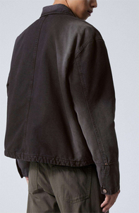 Veste de travail d'hiver à capuche en jean vintage pour homme avec logo personnalisé, coupe oversize, fermeture éclair, en toile de coton, coupe-vent et respirante - Product Image 4