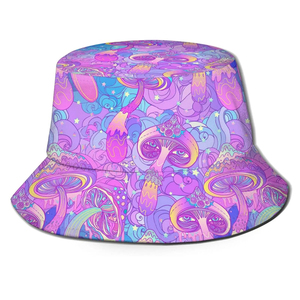 Y2K Psychedelic <b>Mushroom</b> Print <b>Bucket</b> <b>Hat</b> Unisex Spring Summer Casual Style Adult Fashion Accessory - Product Image 1