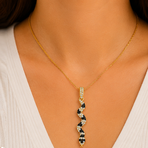 Collier Pendentif Serpent Minimaliste en Or Massif 10K Personnalisé Noir & Blanc avec Diamant Naturel Style Hip Hop Tendance - Product Image 5