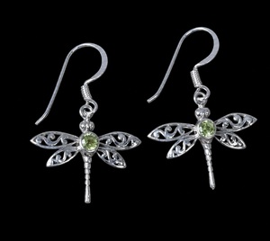 Pendientes de Libélula con Peridoto Natural, Plata de Ley 925, Hechos a Mano, Colgantes, Joyería de Moda, Regalo al por Mayor para Mujer - Product Image 1