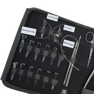Professional Salon Hair Extension <b>Tool</b> <b>Kit</b> with Flat Crimping Plier Micro Beads Remover Plier Parting Finger Sectioning Clips - Product Image 4