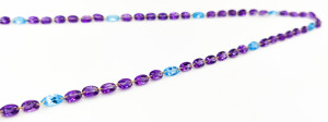 สร้อยคออเมทิสต์ธรรมชาติและโทแพซสีฟ้าอ่อนทรงโอวัลแบบ Eternity ตัวเรือนทองคำแท้ 18K สีเหลือง – ประดับอัญมณีแบบผสมติดต่อกันทรงรี - Product Image 6