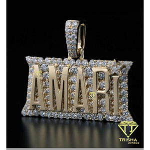 <b>Custom</b> Amari Moissanite <b>Name</b> Pendant Solid Gold Hip Hop <b>Necklace</b> Luxury Personalized Jewelry - Product Image 3
