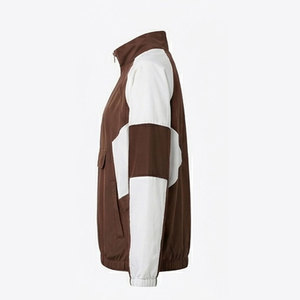 Chándal Unisex Marrón y Blanco con Bloques de Color, Manga Larga, Cierre de Cremallera de Cuarto, Diseño Deportivo, Transpirable, de Poliéster, para Adultos, Ropa de Otoño - Product Image 6