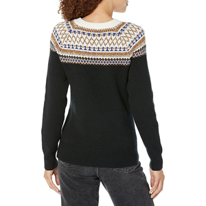 Women's Crew Neck <b>Pullover</b> <b>Sweater</b> Geometric Pattern Computer Knitted Long Sleeve Autumn Casual Black Acrylic 100% Front Logo - Product Image 3